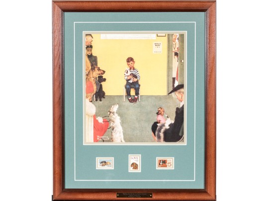 Custom Framed Norman Rockwell Decorative Print With Stamps