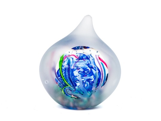 Fabulous Signed Large Art Glass Teardrop Form Paperweight