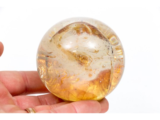 Josh Simpson (American [CT], B. 1949) Signed Art Glass Planet Paperweight, 1993