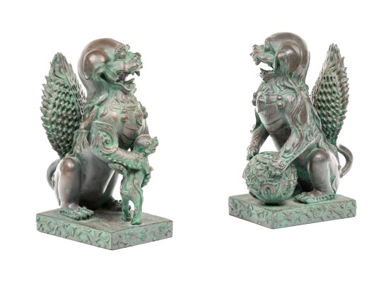 Pair Of Decorative Resin Foo Dogs