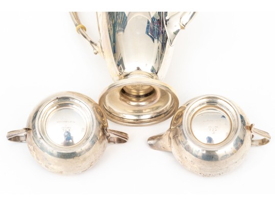 Sterling Silver Coffee Pot, Sugar Bowl And Creamer     24.490 Troy Ozs, 