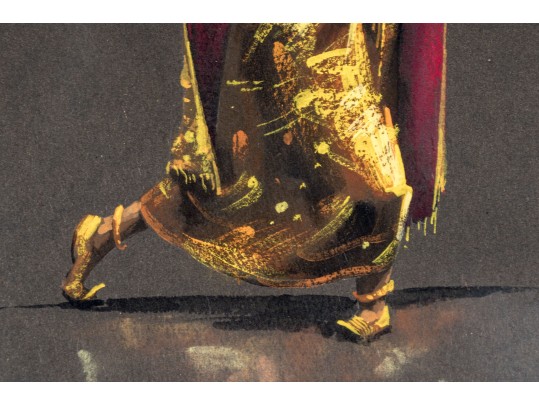 Signed Thai Gouache Painting On Paper, Dancer 