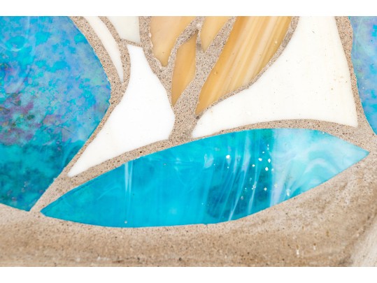 Slag Glass Mosaic Stepping Stone Of A Dog On Profile