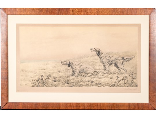 Leon Danchin (French, 1887-1938) Ltd. Ed. Lithograph, Setters In The Landscape