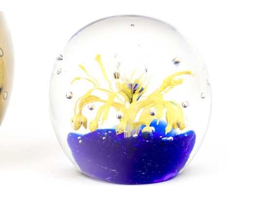 Four Fabulous Artisanal Hand-blown Glass Paperweights