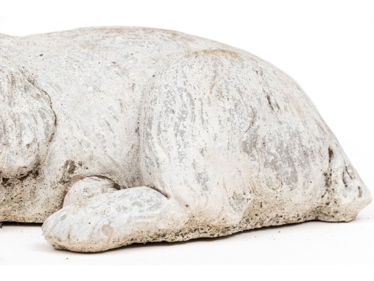 Painted Cast Stone Sleeping Puppy