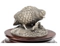 Set Of Two Robert K. Davis Chilmark Pewter Bobwhite Quails On Wood Stands