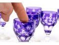 Set Of Nine Bohemian Amethyst Cut To Clear Goblets