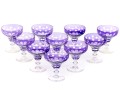 Set Of Ten Bohemian Style Amethyst Cut To Clear Cocktail Coupes