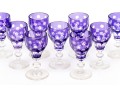 Set Of Nine Bohemian Amethyst Cut To Clear Goblets