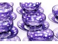 Set Of Ten Bohemian Style Amethyst To Clear Cut Bowls With Plates