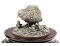 Set Of Two Robert K. Davis Chilmark Pewter Bobwhite Quails On Wood Stands
