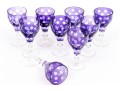 Set Of Nine Bohemian Amethyst Cut To Clear Goblets