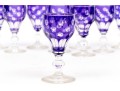 Set Of Nine Bohemian Amethyst Cut To Clear Goblets