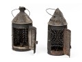 Pair Of Pierced Metal Candle Lanterns