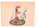 Mason Wells Mixed Media On Paper, Dachshund Having Tea