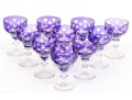 Set Of Ten Bohemian Amethyst Cut To Clear Dessert Wine Glasses