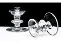 Pair Of Val St. Lambert Crystal Candlesticks With Single Glass Candlestick