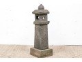 Cast Cement Dark Stained Pagoda Candle Lantern