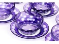 Set Of Ten Bohemian Style Amethyst To Clear Cut Bowls With Plates