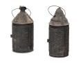 Pair Of Pierced Metal Candle Lanterns