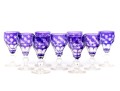 Set Of Nine Bohemian Amethyst Cut To Clear Goblets
