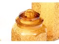 Collection Of Four Amber Glass Vessels With Three Lids
