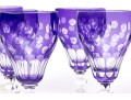 Set Of Seven Bohemian Amethyst Cut To Clear Goblets