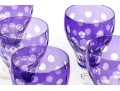 Set Of Seven Bohemian Amethyst Cut To Clear Goblets