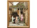 M.E. Torrey, Paris, Oil On Canvas, Village Scene With Figures, From Foster Brothers, Boston