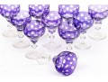 Set Of Ten Bohemian Amethyst Cut To Clear Dessert Wine Glasses