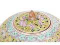 Pair Of Chinese Famille Rose On Yellow Ground Porcelain Jars On Stands