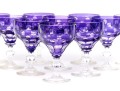 Set Of Ten Bohemian Amethyst Cut To Clear Dessert Wine Glasses
