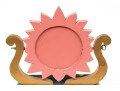 Colorful Chiseled And Painted Wood And Gilt Sun Motif Mirror