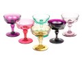 Set Of Six Colorful Stemmed Champagne Coupes
