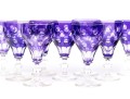 Set Of Nine Bohemian Amethyst Cut To Clear Goblets