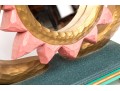 Colorful Chiseled And Painted Wood And Gilt Sun Motif Mirror