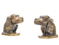 Pair Of Brass Tone Dog Head Bookends