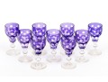 Set Of Nine Bohemian Amethyst Cut To Clear Goblets