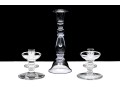 Pair Of Val St. Lambert Crystal Candlesticks With Single Glass Candlestick