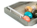 Decorative Twin Handled Tray With Ten Carved Stone Eggs