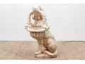 Adorable Life Sized Cast Stone Painted Dog With Basket