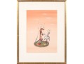 Mason Wells Mixed Media On Paper, Dachshund Having Tea