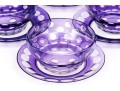 Set Of Ten Bohemian Style Amethyst To Clear Cut Bowls With Plates