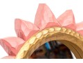 Colorful Chiseled And Painted Wood And Gilt Sun Motif Mirror