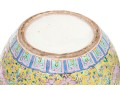 Pair Of Chinese Famille Rose On Yellow Ground Porcelain Jars On Stands