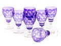 Set Of Seven Bohemian Amethyst Cut To Clear Goblets