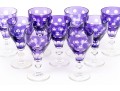 Set Of Nine Bohemian Amethyst Cut To Clear Goblets