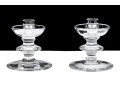 Pair Of Val St. Lambert Crystal Candlesticks With Single Glass Candlestick