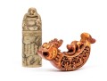 Group Of Two Chinese Carvings, Including A Soapstone Buddha Seal